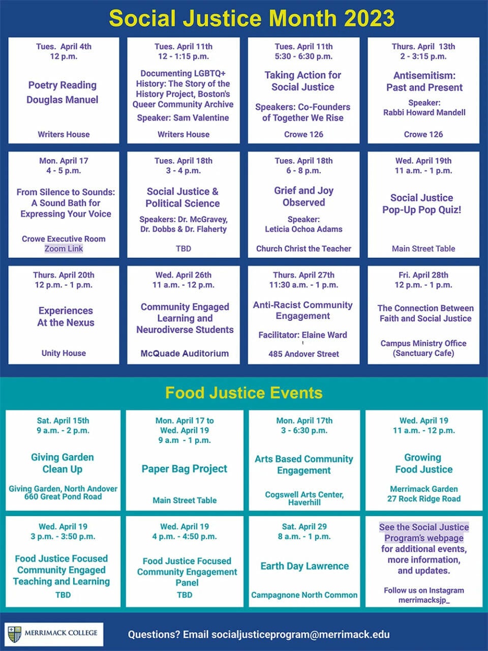 Events for Social Justice Week & Month Merrimack College