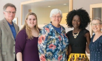 Eileen Jennings ’64 (center) with staff from the Center for the Study of Jewish-Christian-Muslim Relations